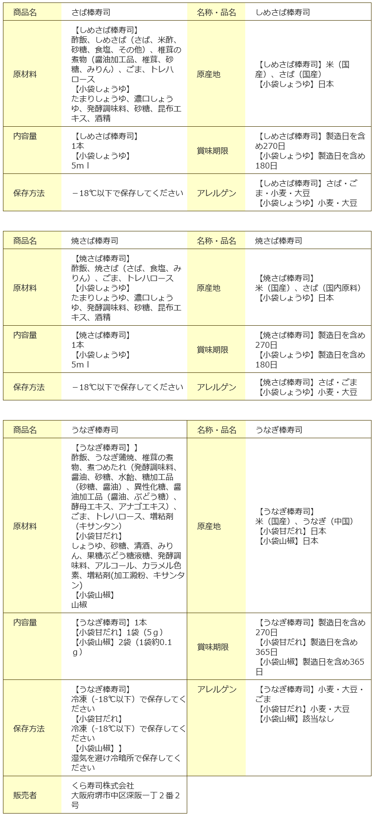 棒寿司セット
